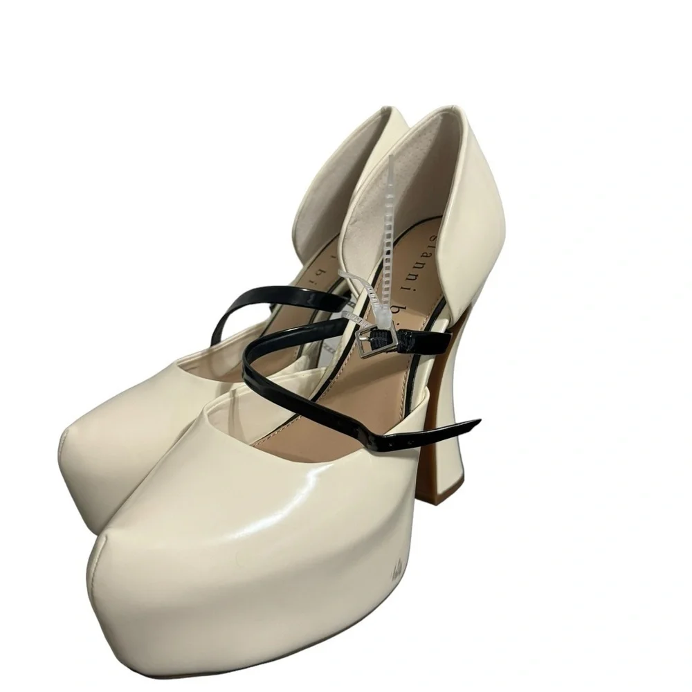 Gianni Bini Cream Platform Sky High Almond Toe Heels